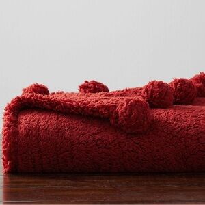 Pottery Barn Red Plush Throw Blanket